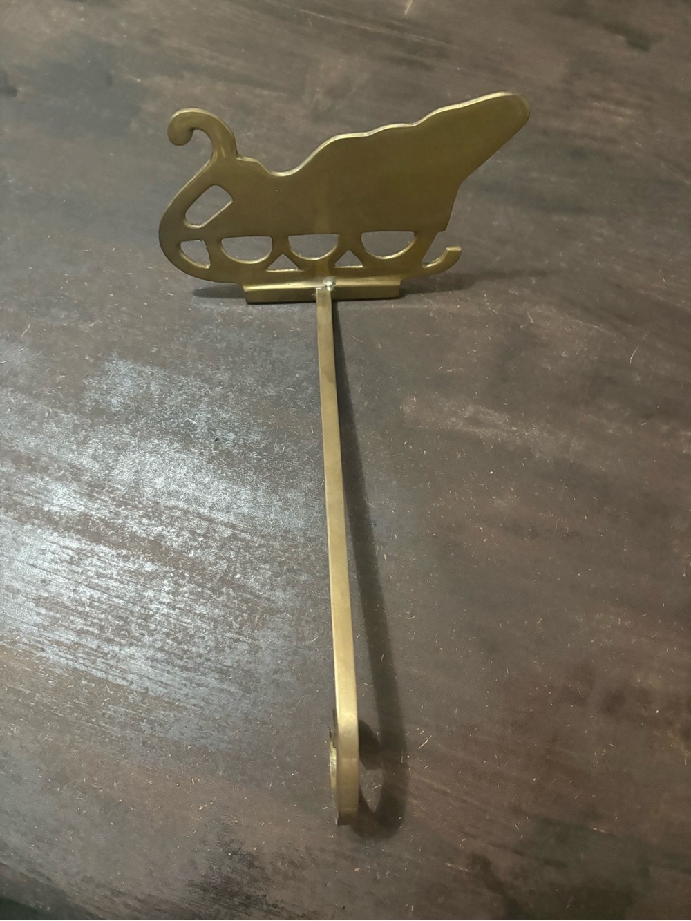 Brass Christmas Sleigh Stocking Holder